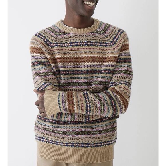 J.Crew Sweater Mens Medium Fair Isle Lambswool Knit Nordic Grandpa Crew Neck - Picture 4 of 16